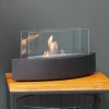 ScandiFlames Oval Shaped Table Bio Fireplace – a sleek black tabletop bioethanol fireplace with a 51 cm length and 3-hour burn t
