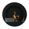 ScandiFlames Round Black Bioethanol Fireplace – Wall-mounted, manual control, 1.5L capacity, 6-hour burn time, black finish.
