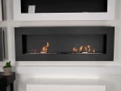 Murus 1600 - Black by ScandiFlames, a wall-mounted bioethanol fireplace with a sleek black finish and 160 cm length.