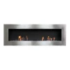 Murus 1600 bioethanol fireplace by ScandiFlames in brushed steel, wall-mounted with a sleek design and 6 kW heat output.