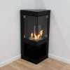 Alaska Corner Bioethanol Stove Fireplace by ScandiFlames – a sleek black bioethanol stove designed for corner placement.