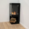 Alaska Corner Bioethanol Stove Fireplace by ScandiFlames – a sleek black bioethanol stove designed for corner placement.
