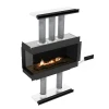 Panorama Left Corner bioethanol fireplace in black, built-in corner design with app and remote control.