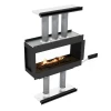 Panorama Tunnel bioethanol fireplace in a sleek black finish, built-in see-through design with app and remote control.