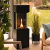 Planika Arcticon Black freestanding bioethanol fireplace with automatic control and sleek black finish.