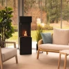 Planika Arcticon Black freestanding bioethanol fireplace with automatic control and sleek black finish.