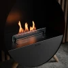Bubble Floor bioethanol fireplace in black, freestanding with automatic control and a 4.5-hour burn time.