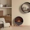 Bubble Floor bioethanol fireplace in black, freestanding with automatic control and a 4.5-hour burn time.