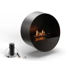 Bubble Wall bioethanol fireplace – a sleek, wall-mounted black fireplace with remote control and automatic operation.