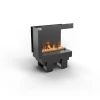 Cool Flame 500 Right Corner built-in vapour fireplace with Opti-myst flame effect in black finish.