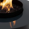 Dot Outdoor Freestanding Gas Fireplace in matte black with manual control and 8kW heat output, perfect for outdoor spaces.
