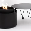 Drum Freestanding Outdoor Gas Fire Table from Planika Fires in a sleek black matte finish, designed for outdoor spaces.