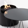 Drum Freestanding Outdoor Gas Fire Table from Planika Fires in a sleek black matte finish, designed for outdoor spaces.