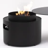 Drum Freestanding Outdoor Gas Fire Table from Planika Fires in a sleek black matte finish, designed for outdoor spaces.