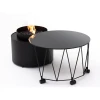 Drum Freestanding Outdoor Gas Fire Table from Planika Fires in a sleek black matte finish, designed for outdoor spaces.