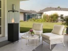 Faro Jet Black Outdoor Gas Heater with manual control and 8kW heat output, ideal for patios and terraces.