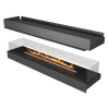 Forma 1800 Island bioethanol fireplace in sleek black finish with four-sided view and advanced control options.