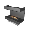 Forma 800 Three-sided bioethanol fireplace with automatic control, black finish, and three-sided open design for a modern, luxur