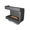 Forma Corner Left - Prime Fire bioethanol fireplace in black finish, designed for built-in corner installation with remote and a