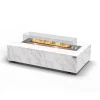 Galaxy Table outdoor gas fire table in black and white with remote control operation and elegant design.