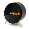Misty Opti-Myst Fireplace – a sleek, black wall-mounted vapour fireplace with remote control and realistic Opti-Myst flame effec