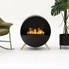 Misty Opti-Myst Fireplace – a sleek, black wall-mounted vapour fireplace with remote control and realistic Opti-Myst flame effec