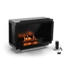 Neo 500 Automatic Built-in Bioethanol Fireplace in black with remote control operation and a sleek modern design.