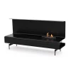 Planika Piano automatic free-standing bioethanol fireplace in black, featuring a sleek design and clean-burning technology.