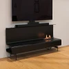 Planika Piano automatic free-standing bioethanol fireplace in black, featuring a sleek design and clean-burning technology.