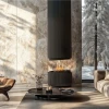 Pillar Suspended Bioethanol Fireplace – a modern loft-style ceiling-mounted fireplace with app and remote control.