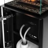 Planika Polaris bioethanol fireplace in black, featuring a modern and automatic freestanding design with a 5-litre capacity and 