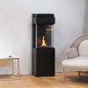 Planika Polaris bioethanol fireplace in black, featuring a modern and automatic freestanding design with a 5-litre capacity and 