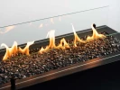 Rio Outdoor Gas Fireplace in black finish with manual control and 10 kW heat output.