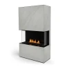 Planika Stone Kreta bioethanol fireplace in an elegant grey finish, offering automatic control and a 13.4-litre capacity.