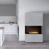 Planika Stone Kreta bioethanol fireplace in an elegant grey finish, offering automatic control and a 13.4-litre capacity.