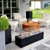 Galio Black - Automatic freestanding outdoor gas fireplace with app and remote control, featuring a sleek black design.