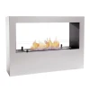 Lansing L White Freestanding Bioethanol Fireplace by ScandiFlames with a sleek modern design.