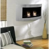 ScandiFlames Wall Mounted Bioethanol Fireplace with Rounded Frame in rust-free stainless steel, offering a sleek and modern desi