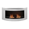 ScandiFlames Wall Mounted Bioethanol Fireplace with Rounded Frame in rust-free stainless steel, offering a sleek and modern desi