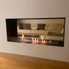 Foco Two 1200 bioethanol fireplace – a sleek, built-in see-through design in black, offering remote control, automatic, and manu
