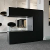 Topeka Black 3-Sided Bio Fireplace by ScandiFlames, a sleek freestanding bioethanol fireplace with a modern steel design and thr