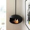 Cocoon Aeris Matte Black with Black Rod – a ceiling-mounted bioethanol fireplace with a sleek matte black finish and modern desi