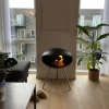 Cocoon Terra Matte Black with Steel Legs – Modern Floor-standing Bioethanol Fireplace