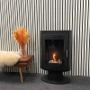 Trenton Bioethanol Stove on Stand by ScandiFlames in black finish, featuring a modern design and efficient heating.
