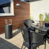 ScandiFlames Outdoor Black Freestanding Bioethanol Fireplace with a sleek black design and efficient bioethanol-burning system.