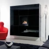 Safretti Nemo Black wall-mounted bioethanol fireplace with a sleek design and manual control.