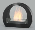 ScandiFlames Round Bio Fireplace - Black, a sleek and modern floor-standing bioethanol fireplace with a 64 cm length and 6-hour 