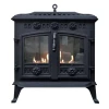 Spitsbergen Cast Iron Bioethanol Stove by ScandiFlames, featuring a sleek black cast iron design and smoke-free operation.