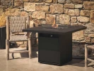 Square Table Outdoor Gas Fireplace in black with a sleek, modern design, offering 10 kW heat output for cosy outdoor settings.