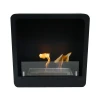 ScandiFlames Square Bioethanol Fireplace with Round Edges in Black - Wall-mounted, manual control, and 6-hour burn time.